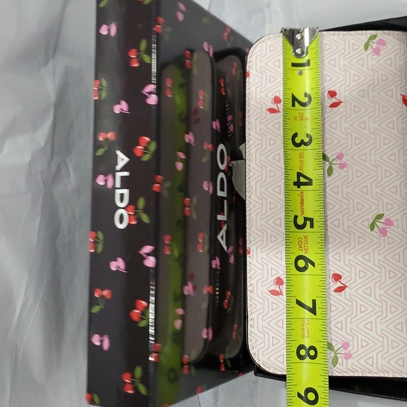 Aldo A monogram red pink heart shaped‎ cherry stem zip around wallet new in box - Picture 10 of 16
